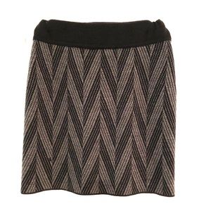 Black and gray knit mini skirt.